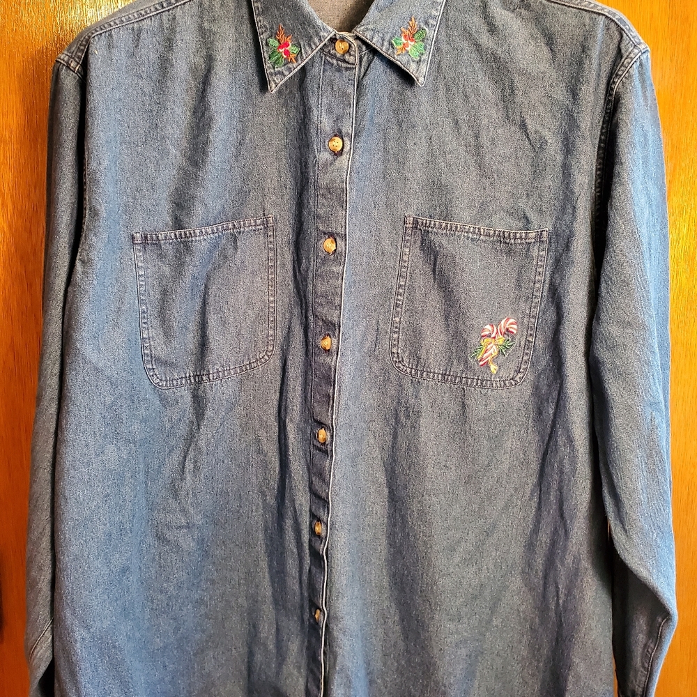 Keren Hart 4x holiday denim shirt vintage